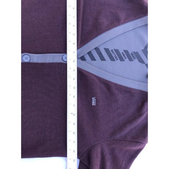VANS Poly Cotton Button Up Cardigan Sweater Maroon Gray Men’s L Retro Jacket EUC - Picture 8 of 14